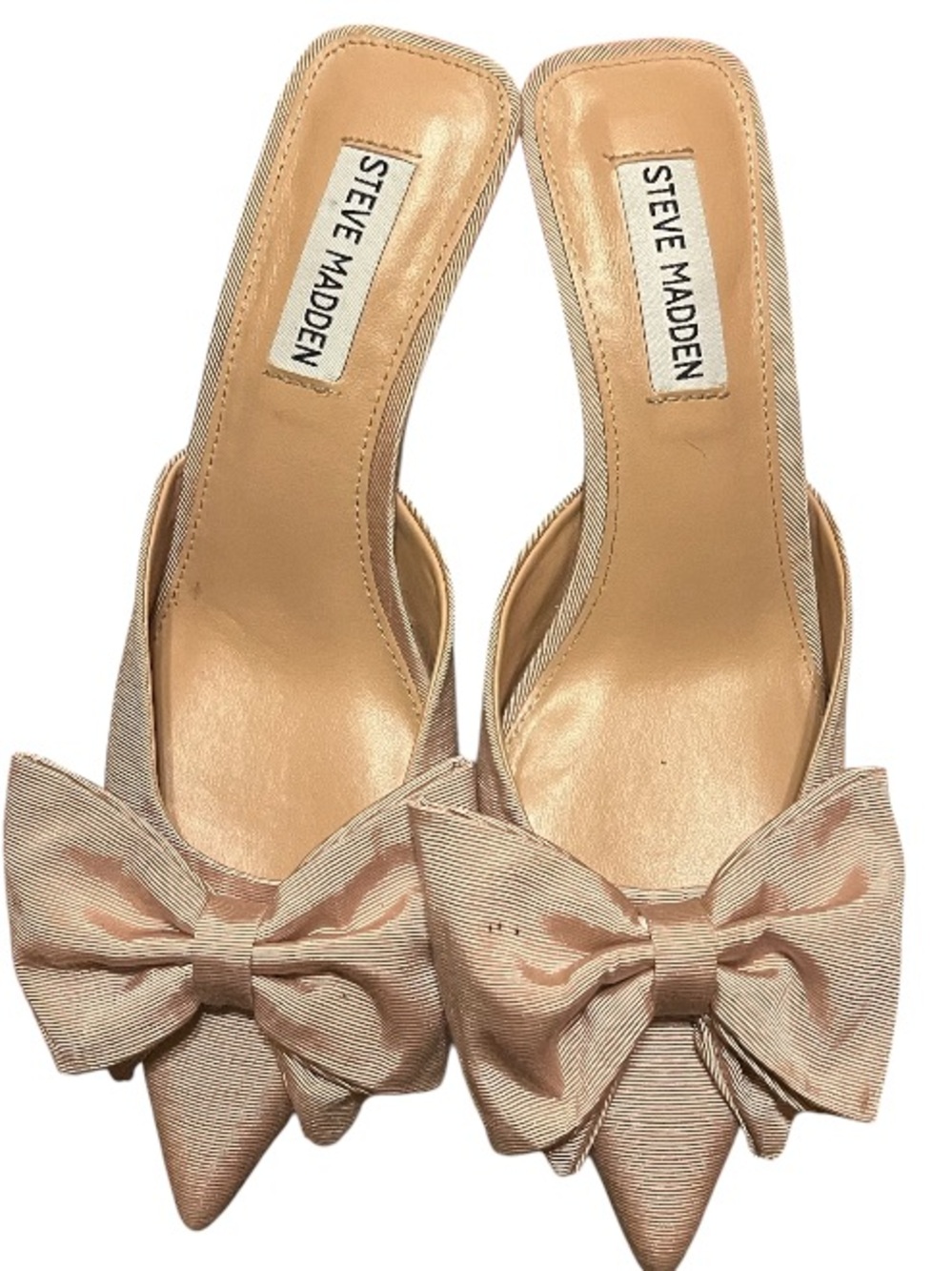 Steve Madden Pointed-Toe Bow Mules in Blush Nude